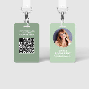 Badge Photo de l'employé Code QR Vert personnalisé