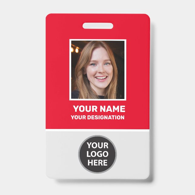 Badge Photo de l'employé de bureau personnalisé, code-ba (Avant)
