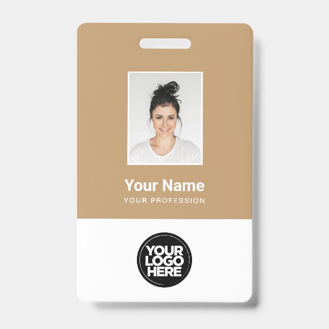 Badge Photo de l'employé de chameau, Code à barres, Logo (Avant)