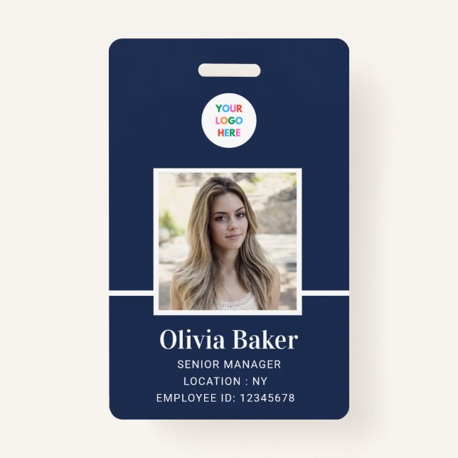 Badge Photo de l'employé de Sécurité du logo bleu de la  (Devant)