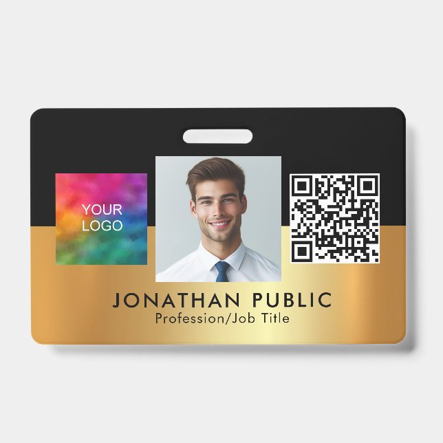 Badge Photo de l'employé du logo de votre entreprise Cod (Front)