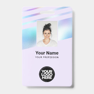 Badge Photo de l'employé holographique, Code à barres,