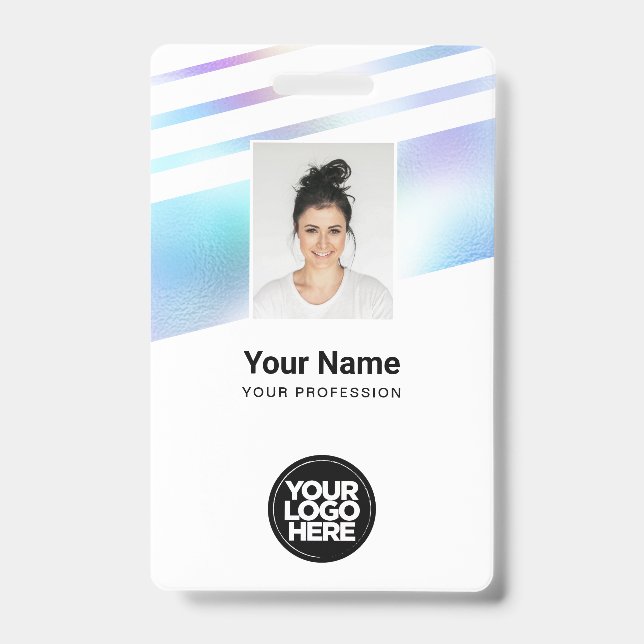 Badge Photo de l'employé holographique, Code à barres, L (Avant)