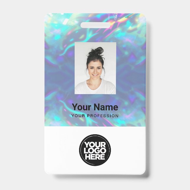 Badge Photo de l'employé holographique, Code à barres, L (Avant)