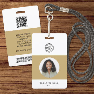 Badge Photo de l'employé, Logo, Code à barres, Nom