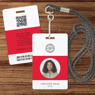 Badge Photo de l'employé, logo, code-barres, ID de nom
