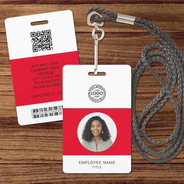 Badge Photo de l'employé, logo, code-barres, ID de nom (Créateur téléchargé)