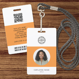 Badge Photo de l'employé, Logo, Code-barres, Nom ID