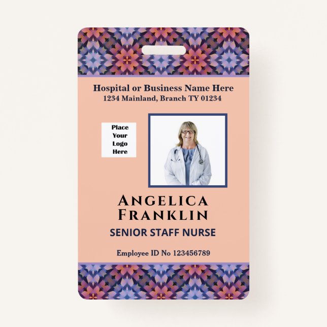 Badge Photo de l'employé - Logo de l'hôpital d'affaires  (Devant)