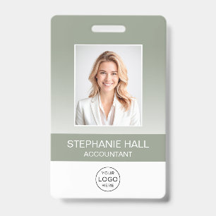 Badge Photo de l'employé, logo, dégradé de nom