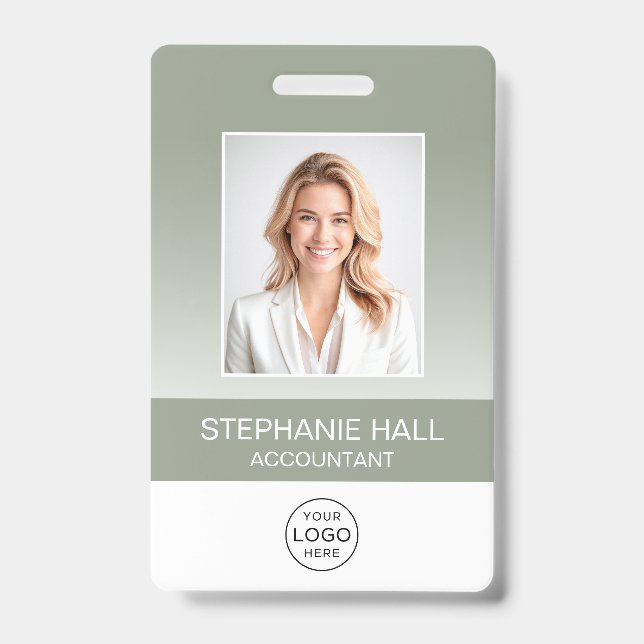 Badge Photo de l'employé, logo, dégradé de nom (Avant)