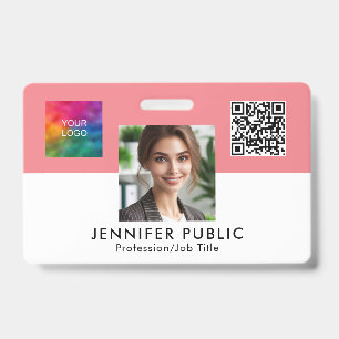 Badge Photo de l'employé Nom ici Code QR Logo de l'entre