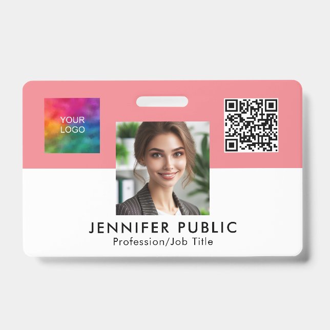 Badge Photo de l'employé Nom ici Code QR Logo de l'entre (Avant)