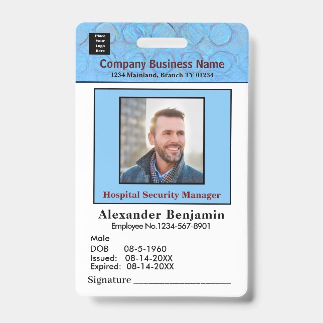 Badge Photo de l'employé Nom Logo Carte d'identité Code  (Avant)