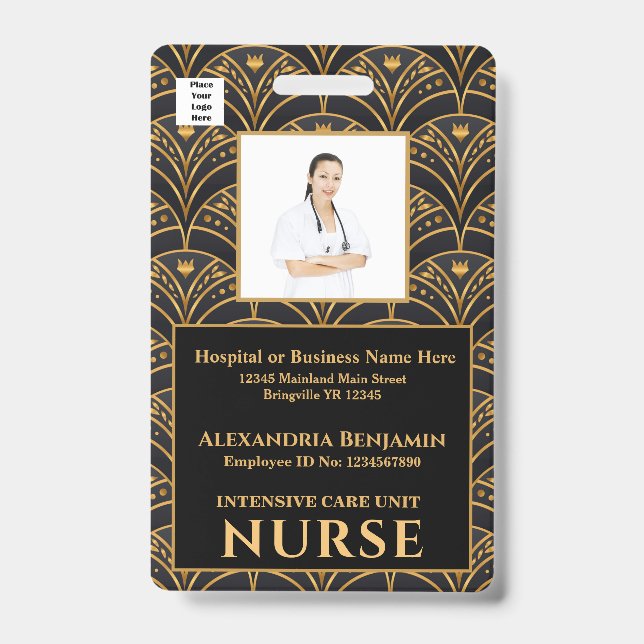 Badge Photo de l'employé Nom Logo Code à barres Hôpital (Avant)