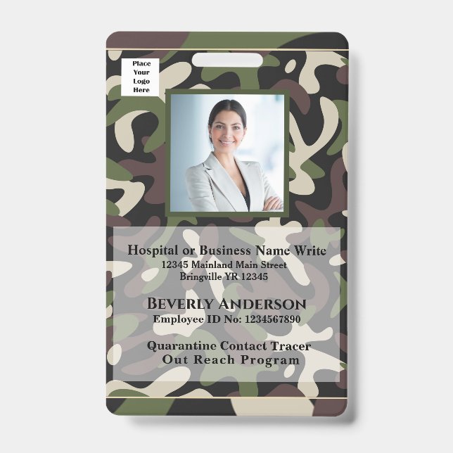 Badge Photo de l'employé Nom Logo Code-barres Entreprise (Avant)
