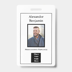 Badge Photo de l'employé Nom Logo Code-barres ID Moderne