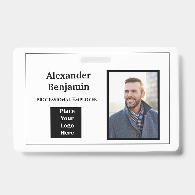 Badge Photo de l'employé Nom Logo Code-barres ID Personn (Avant)