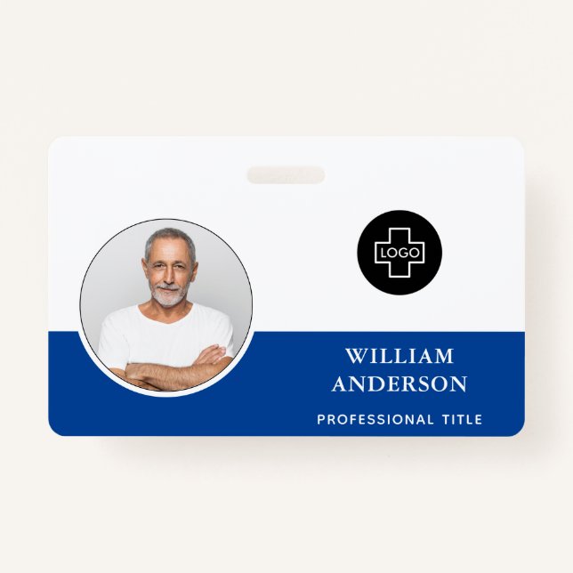 Badge Photo de l'employé personnalisé Logo de l'entrepri (Devant)