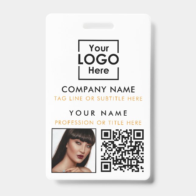 Badge Photo de l'ID de l'employé Code QR ID personnalisé (Avant)