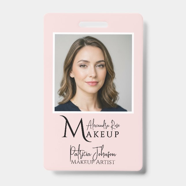 Badge Photo de logo de script de maquillage rose blush (Avant)