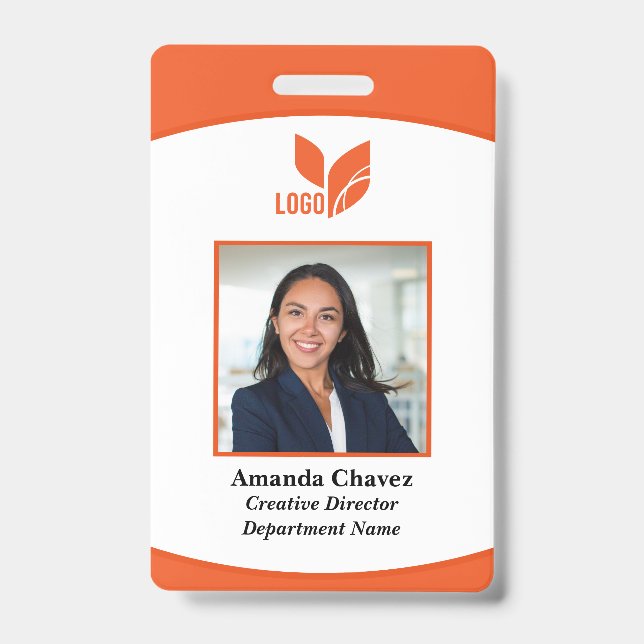 Badge Photo de logo orange Code-barres Employé  (Avant)