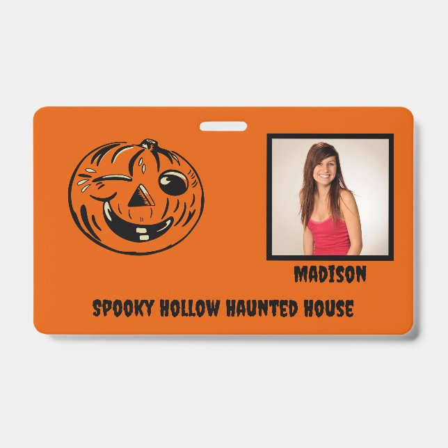 Badge Photo de maison hantée sur le thème d'Halloween  (Avant)