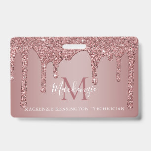 Badge Photo de monogramme en or rose de luxe ruisselant 