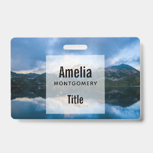 Badge Photo de paysage naturel de montagnes et de lac