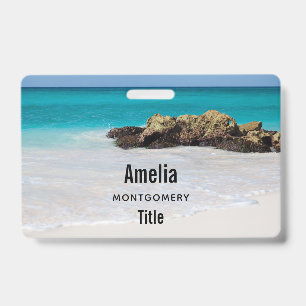 Badge Photo de plage de sable de l'océan Azur