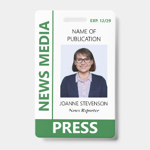 Badge Photo de presse des médias d'information verts bla
