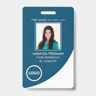 Badge Photo de professionnel de la santé moderne blanc e