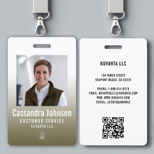 Badge Photo d'employé avec dégradé doré d'entreprise com
