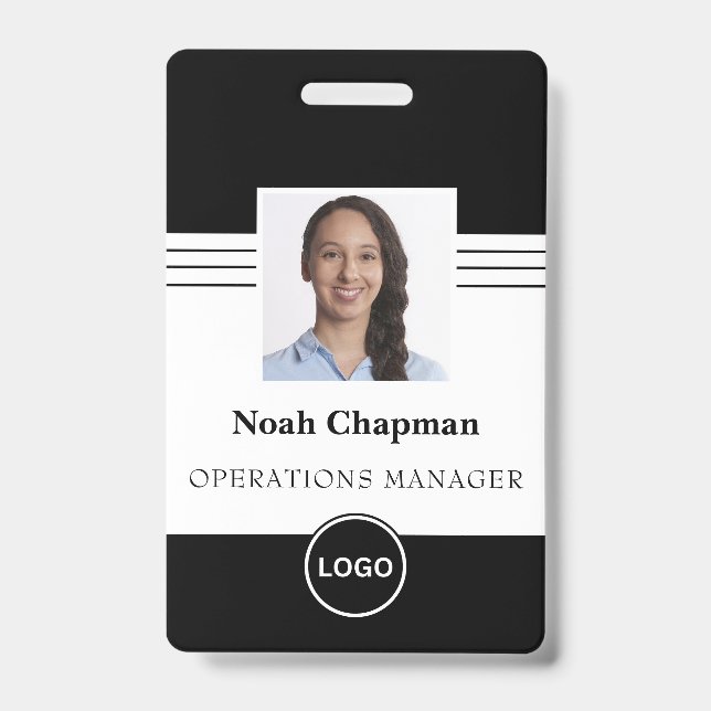 Badge Photo d'employé Code-barres du logo de l'entrepris (Avant)