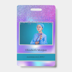 Badge Photo d'employé Diamants holographiques tendance