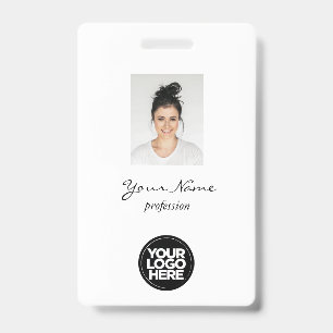 Badge Photo d'employé élégante personnalisée, code-barre