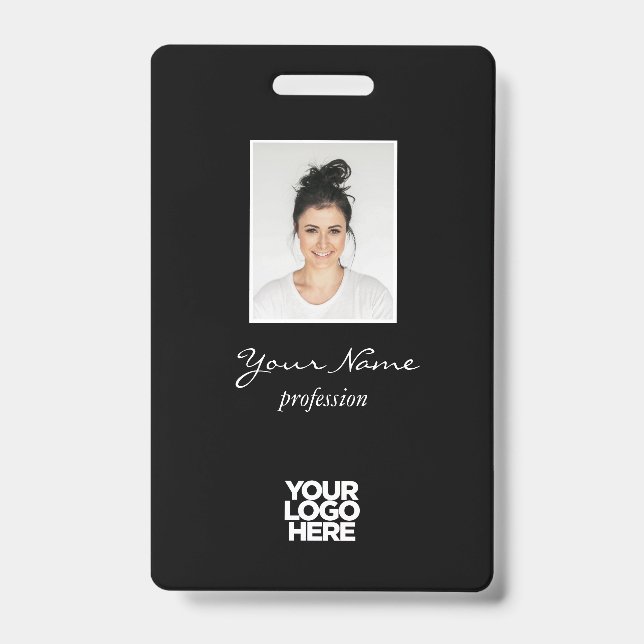 Badge Photo d'employé élégante personnalisée, Code-barre (Front)