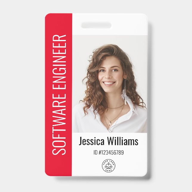 Badge Photo d'employé grand format personnalisé, code-ba (Avant)