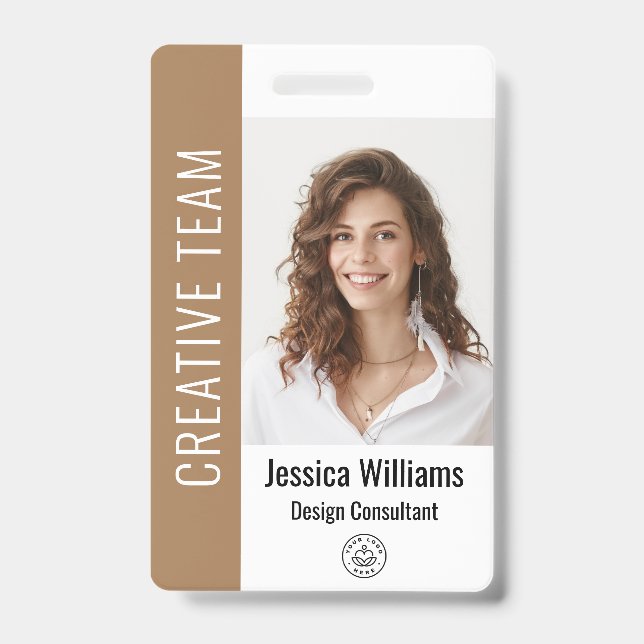 Badge Photo d'employé grand format personnalisé, code-ba (Avant)