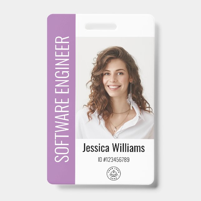 Badge Photo d'employé grand format personnalisé, code-ba (Avant)