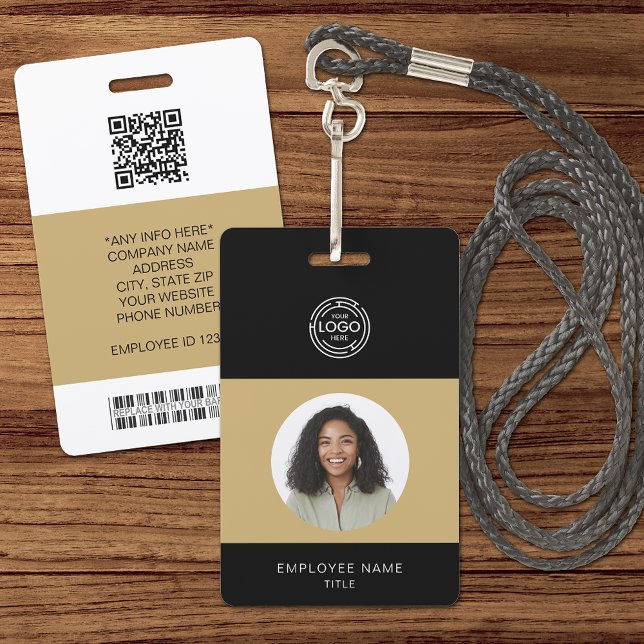 Badge Photo d'employé, logo, code-barres, ID de nom (Créateur téléchargé)