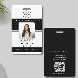 Badge Photo d'employé Logo de l'entreprise Code QR Noir