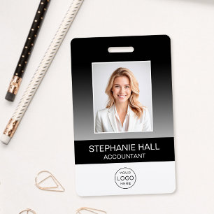 Badge Photo d'employé, logo, dégradé de nom
