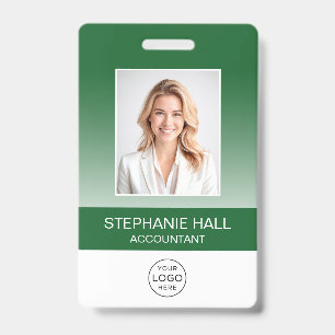 Badge Photo d'employé, logo, dégradé de nom