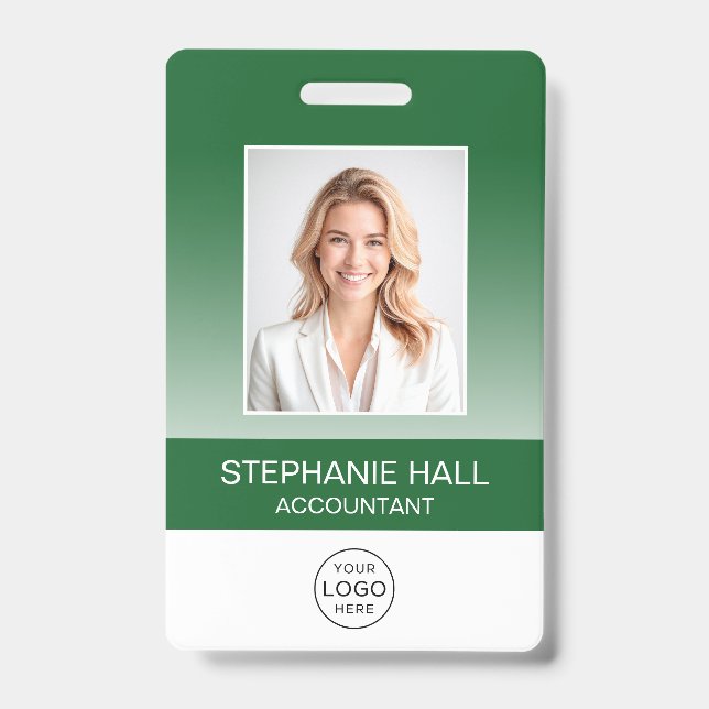 Badge Photo d'employé, logo, dégradé de nom (Avant)