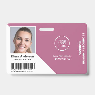 Badge Photo d'employé Nom Logo de la société Code-barres
