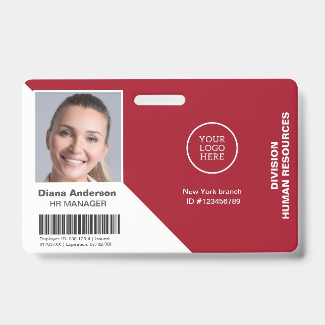 Badge Photo d'employé Nom Logo de l'entreprise Code-barr (Avant)