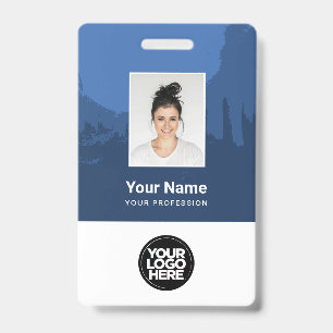 Badge Photo d'employé peint sur mesure, Code QR, Logo, N