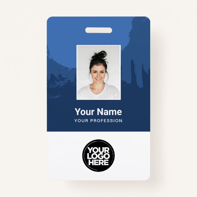 Badge Photo d'employé peint sur mesure, Code Qr, Logo, N (Devant)
