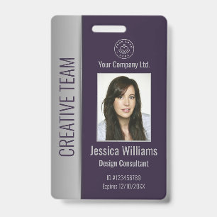 Badge Photo d'employé personnalisé Code à barres Logo No